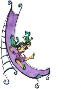 Ilustración bgoph, ilustración tinta, tobogán sin freno