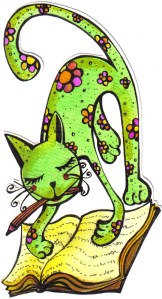 bgoph, ilustración, tinta,gatita verde
