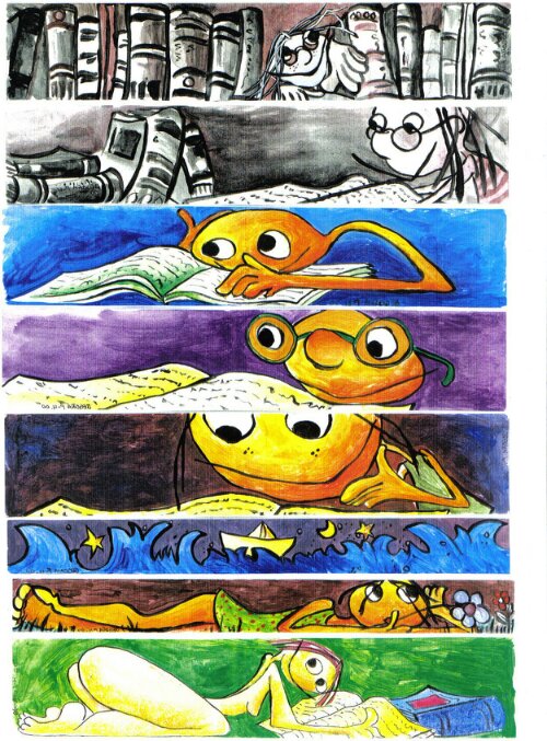 Bgoph, Marcapáginas, ilustraciones, dibujos. Acuarela