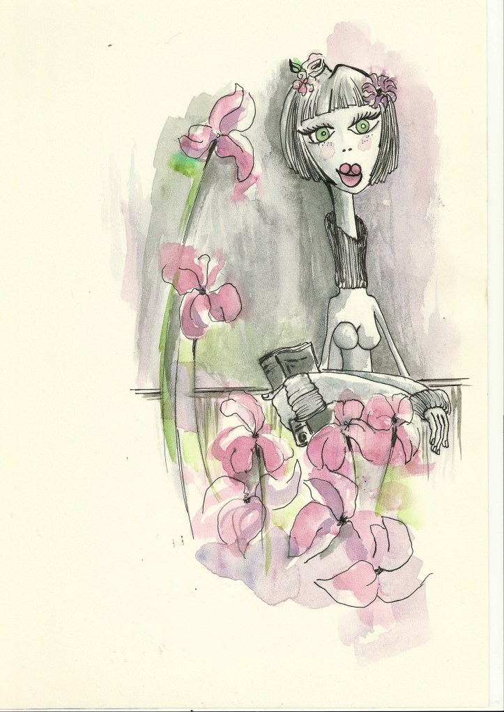 Disfrutando del olor de mis flores...