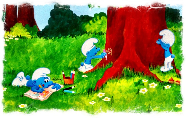 Pintura Mural, Pitufos, bgophycolorincolorado, 