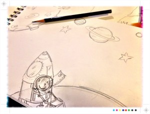 boceto incompleto de ilustración sobre el Espacio, Begoña pérez-Herrera Moreno