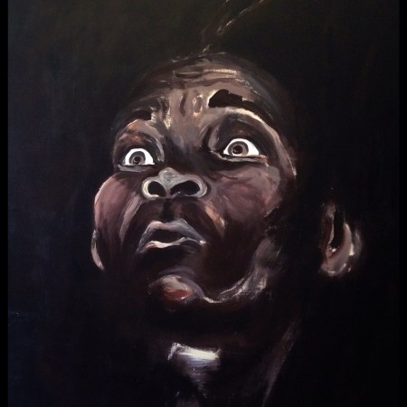 "Miedo" Acrílico sobre lienzo, 100x0`70 m, Sebastiao Salgado. Begoña Pérez-Herrera Moreno, 1994. Vigo,Pontevedra