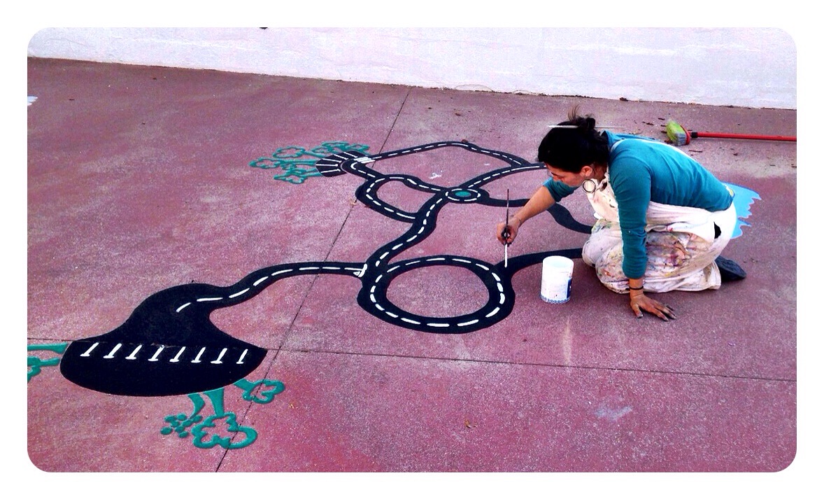 pintura patio colegio, bgophycolorincolorado