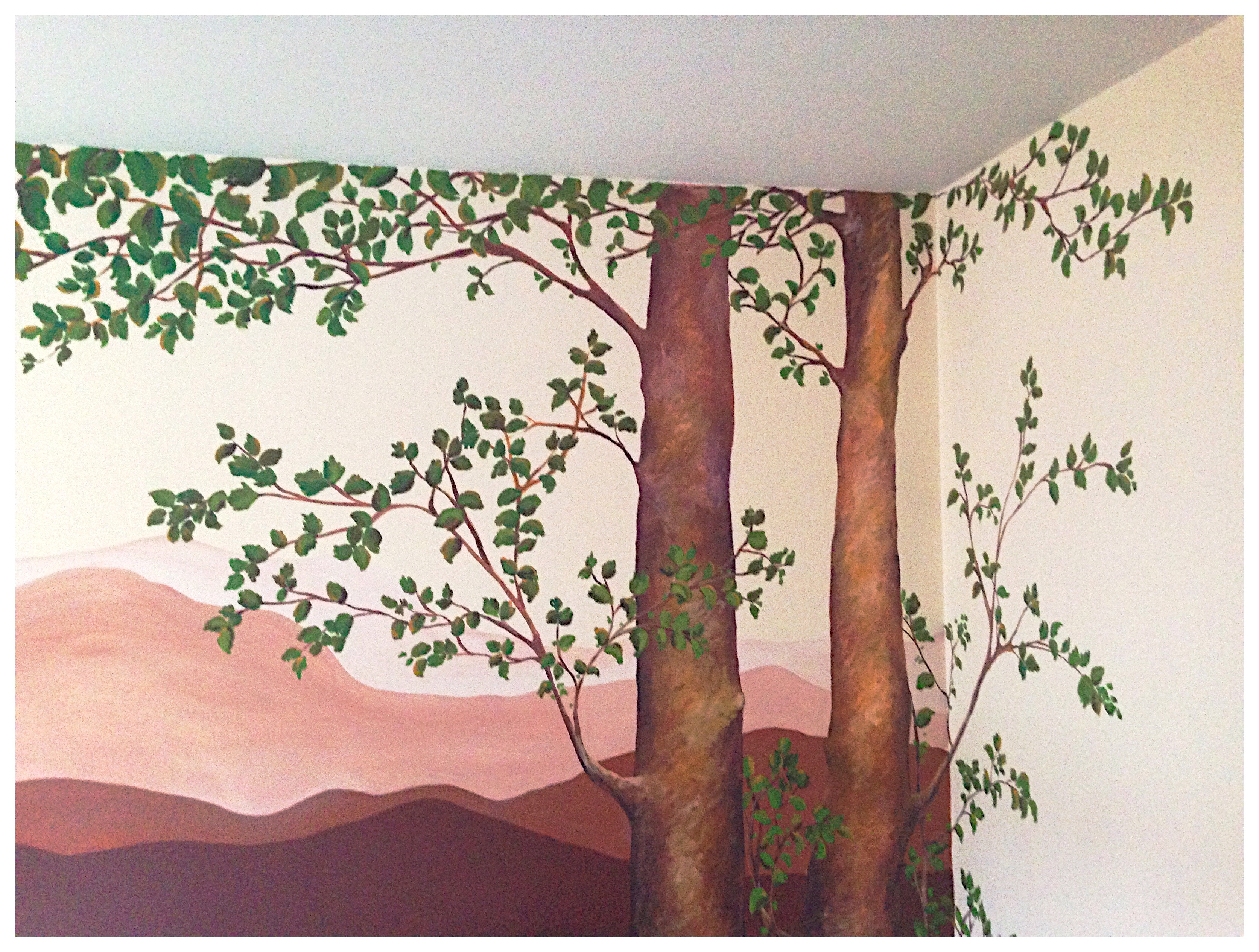 #mural, #decoraciòn, #muralpaint, #dormitorio, #paisaje, #árboles, #begoperezherrera, #bgophycolorincolorado, #montañas, #decoration, #vigo, ##galicia