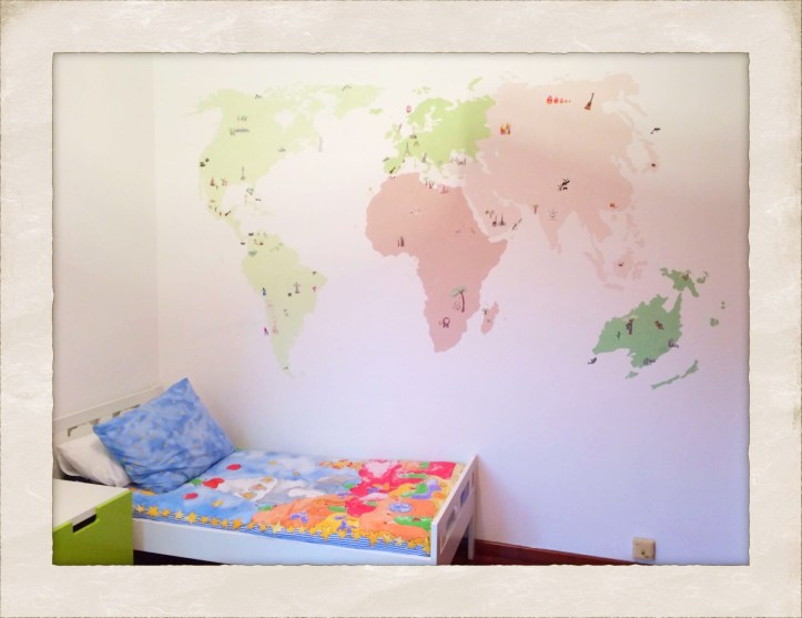 Mural dormitorio infantil, MapaMundi. Vigo.www.bgophycolorincolorado.com